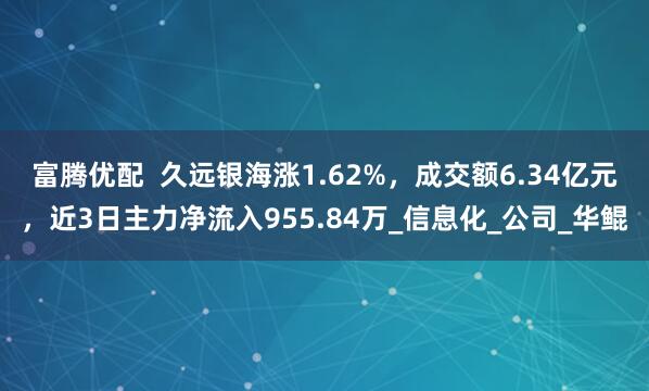 富腾优配  久远银海涨1.62%，成交额6.34亿元，近3日主力净流入955.84万_信息化_公司_华鲲