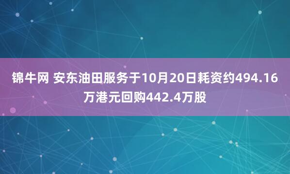锦牛网 安东油田服务于10月20日耗资约494.16万港元回购442.4万股